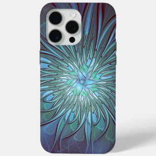 Modernes Abstraktes Trendy Blue Blume Fraktal Art Case-Mate iPhone Hülle