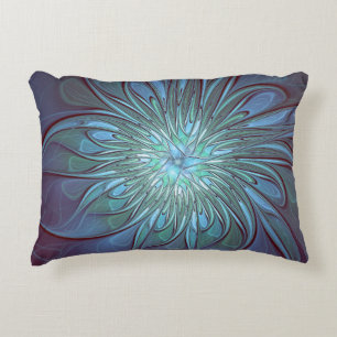 Modernes Abstraktes Trendy Blue Blume Fraktal Art Dekokissen