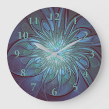 Modernes Abstraktes Trendy Blue Blume Fraktal Art