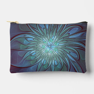 Modernes Abstraktes Trendy Blue Blume Fraktal Art Zubehörtasche