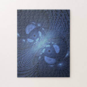 Modernes Abstraktes Trendy Dusk Blue Fraktal Art C