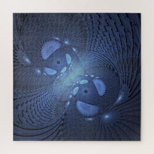 Modernes Abstraktes Trendy Dusk Blue Fraktal Art C