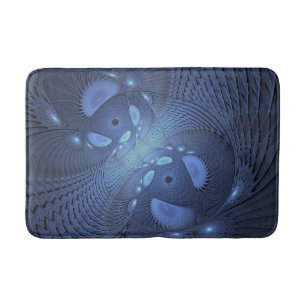 Modernes Abstraktes Trendy Dusk Blue Fraktal Art C Badematte