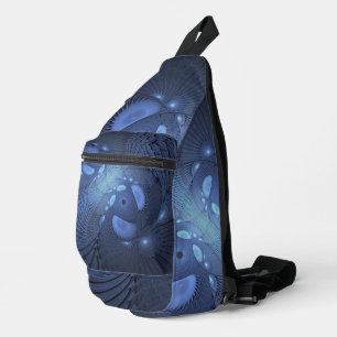 Modernes Abstraktes Trendy Dusk Blue Fraktal Art C Crossbody Bag