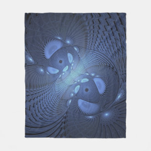 Modernes Abstraktes Trendy Dusk Blue Fraktal Art C Fleecedecke