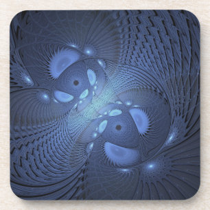 Modernes Abstraktes Trendy Dusk Blue Fraktal Art C Getränkeuntersetzer