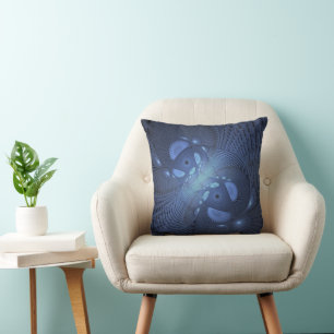 Modernes Abstraktes Trendy Dusk Blue Fraktal Art C Kissen