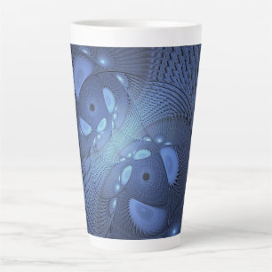 Modernes Abstraktes Trendy Dusk Blue Fraktal Art C Milchtasse
