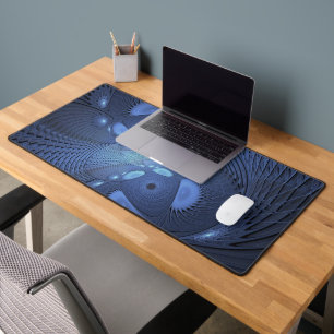 Modernes Abstraktes Trendy Dusk Blue Fraktal Art C Schreibtischunterlage