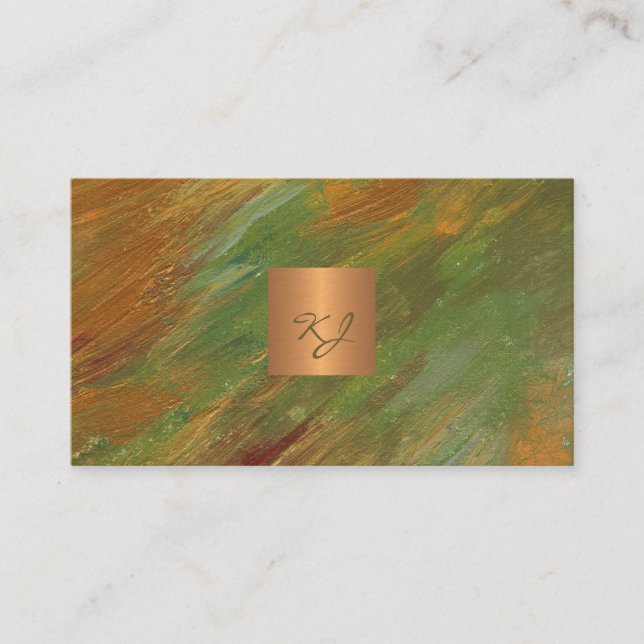Modernes, abstraktes und elegantes Gold mit Monogr Visitenkarte (Vorderseite)