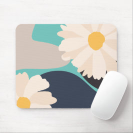 Modernes, Abstraktes und florales Aquamarin Mousepad