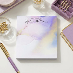 Modernes Abstraktes Watercolor Lila Goldene Namens Notizblock