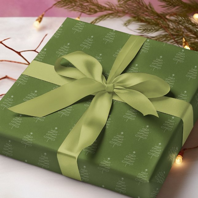 Modernes Abstraktes Weihnachtsbaum Grünes Weihnach Geschenkpapier (Von Creator hochgeladen)