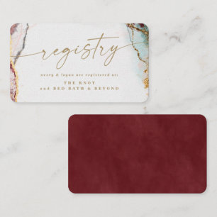 Modernes Abstraktes Wine Red & Gold Wedding Regist Begleitkarte