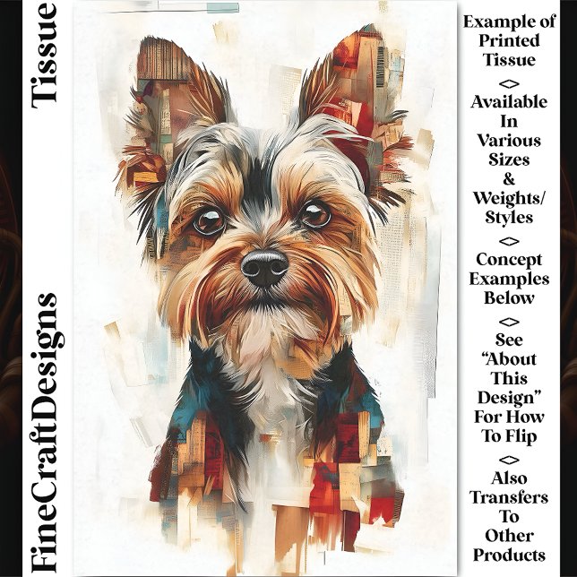 Modernes Abstraktes Yorkie Dog Portrait DA8 Decoup Seidenpapier (Von Creator hochgeladen)