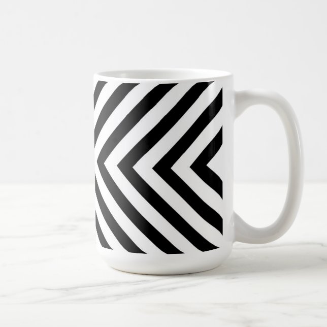 Modernes Abstraktes Zickzack Muster Kaffeetasse (Rechts)