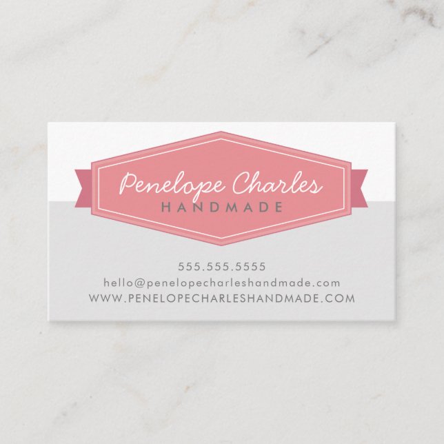 MODERNES ABZEICHEN LOGO Retro Korallen rosa Medium Visitenkarte (Vorderseite)