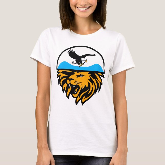 Modernes Adler- und Löwendesign mit Halbmond T-Shirt (Vorderseite)