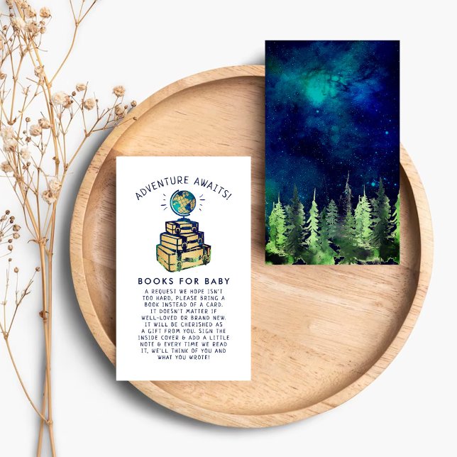 Modernes Adventure Travel Globe Baby Showbuch Begleitkarte (Von Creator hochgeladen)