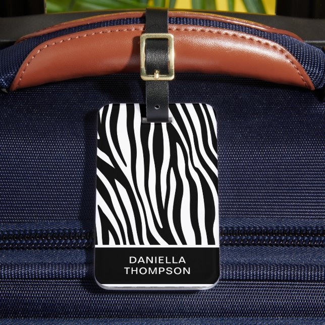 Modernes afrikanisches Gebirge Zebra Print Pattern Gepäckanhänger (Vorderseite Insitu 2)