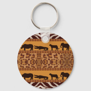 Modernes afrikanisches Jaguar-Muster im Tribal-Sti Schlüsselanhänger