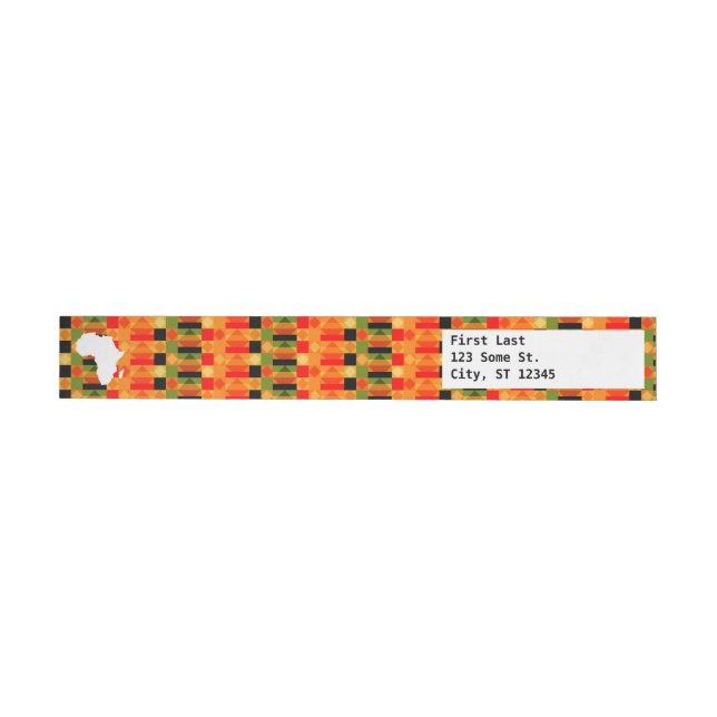 Modernes afrikanisches Kente-Stoffmuster Rundum-Adressaufkleber (Person)