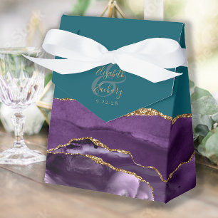 Modernes Agate Geode Lila Gold Aquamarin Geschenkschachtel