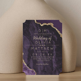 Modernes Agate Lila Gold Wedding Elegantes Monogra Einladung
