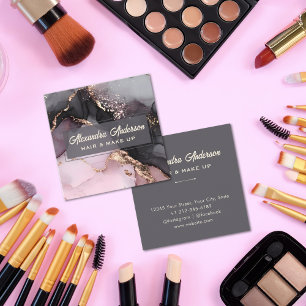 Modernes Agate Marble Gold Glitzer Hair and Makeup Quadratische Visitenkarte