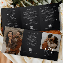 Modernes All in One Details UAWG QR Code Hochzeit Dreifach Gefaltete Einladung
