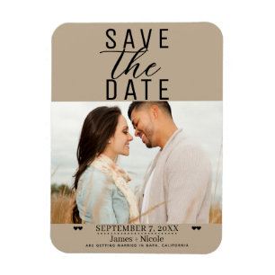 Modernes Almond Beige Save the Date Hochzeitsslima Magnet