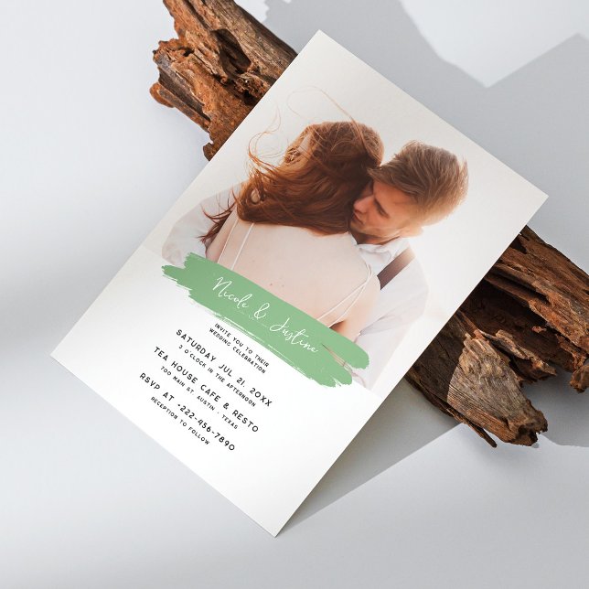 Modernes Alter & Pinselstrich: Personalisierte Hoc Einladung (Modern Sage & Brushstroke: Personalized Wedding Invitation)