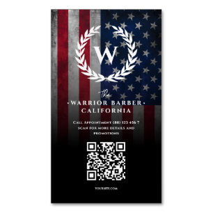 Modernes amerikanisches Flag US Barbershop Monogra Magnetische Visitenkarte