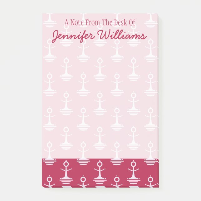 Modernes Anker-Muster | addieren Ihren Namen Post-it Klebezettel (Vorderseite)