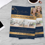 modernes Anwesen berufliches Foto hinzufügen Flyer<br><div class="desc">real Anwesen berufliche Haus Immobilien Gold Business Card Fügen Sie Ihr Foto,  moderne Skript-Schriftart</div>