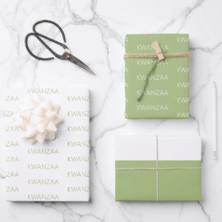 Modernes Apfelgrün und Weiß Kwanzaa Geschenkpapier Set