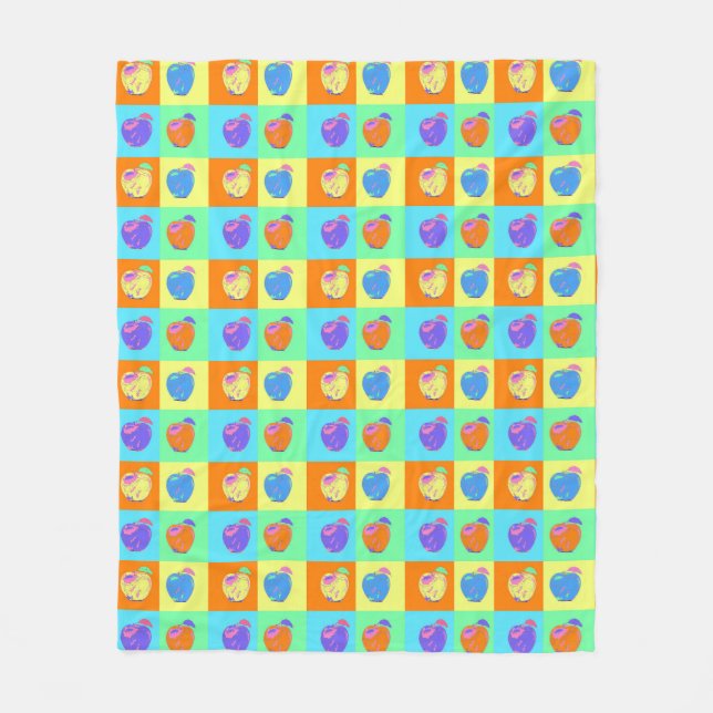 Modernes Apple-Muster im Pop Art Style Fleecedecke (Vorderseite)