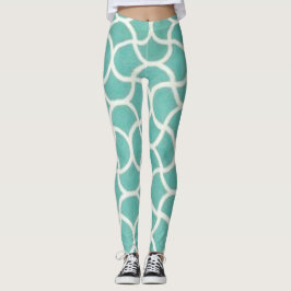 Modernes Aqua-Abstraktes Muster Leggings