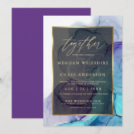 Modernes Aqua Aquamarin Deep Lila Alcohol Tinte Einladung