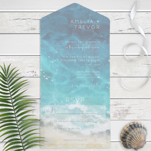 Modernes Aqua Beach & Sea No Dinner All In One Einladung