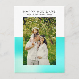 Modernes Aqua Blue Happy Holiday Foto Postkarte