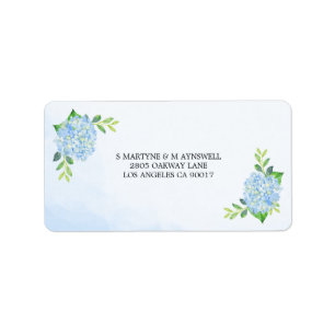 Modernes Aqua Blue Hydrangea Wedding RSVP Adressaufkleber