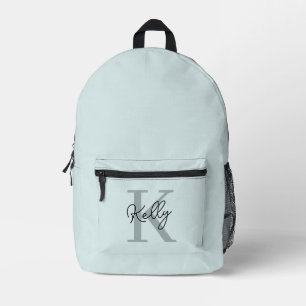 Modernes Aqua Blue Monogram Script Bedruckter Rucksack