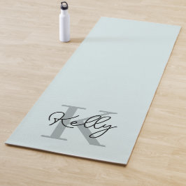 Modernes Aqua Blue Monogram Script Yogamatte