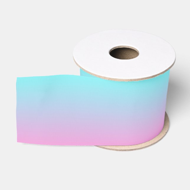 Modernes Aqua Blue Pink Gradient Ombre Grosgrain R Ripsband (Spule)