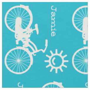 Modernes Aqua Blue Sunshine Bicycle Personalisiert Stoff