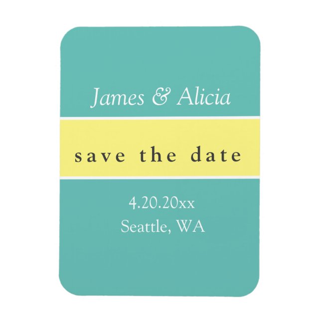 Modernes Aqua & Gelb Save the Date Magnet (Vertikal)
