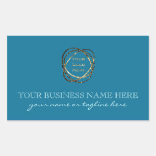 Modernes Aqua-Türkisches Add-Business-Logo Rechteckiger Aufkleber