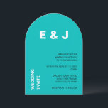 Modernes Aqua Turquoise Hochzeit Einladung<br><div class="desc">An der Vorderseite dieser modernen Hochzeitseinladungskarte stehen Schwarz-Weiß-Schriftzeichen auf einem hellen türkisfarbenen Aqua-Hintergrund. Auf der Rückseite der Karte ist das Aqua türkis schlicht und hell. Eine schöne Hochzeitseinladungskarte,  die einfach online personalisiert werden kann,  bevor sie bestellt wird.</div>