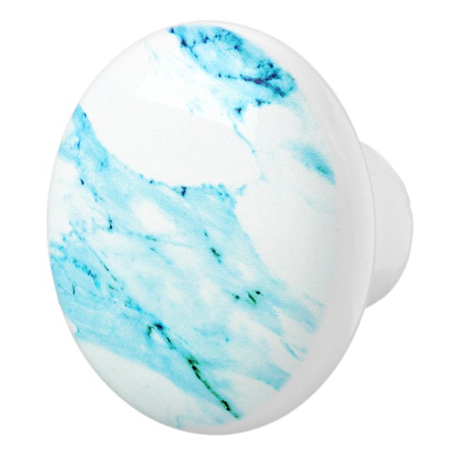 Modernes Aquamarin-blaues Marmormuster Keramikknauf (Rechts)